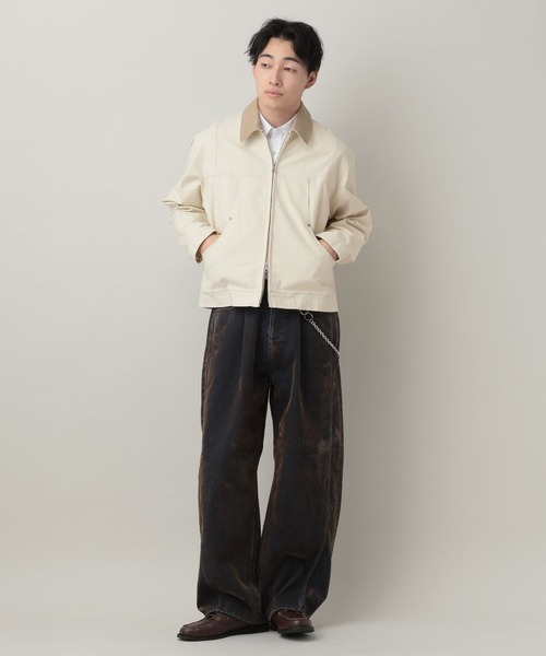 RAGEBLUE（レイジブルー）の「TC Duck Zip Short Worker Jaket/ジップショートワークジャケット【セットアップ対応】（ブルゾン・メンズ・ライトグリーン/ホワイト/ブラック・MEDIUM/LARGE）」の4枚目の写真