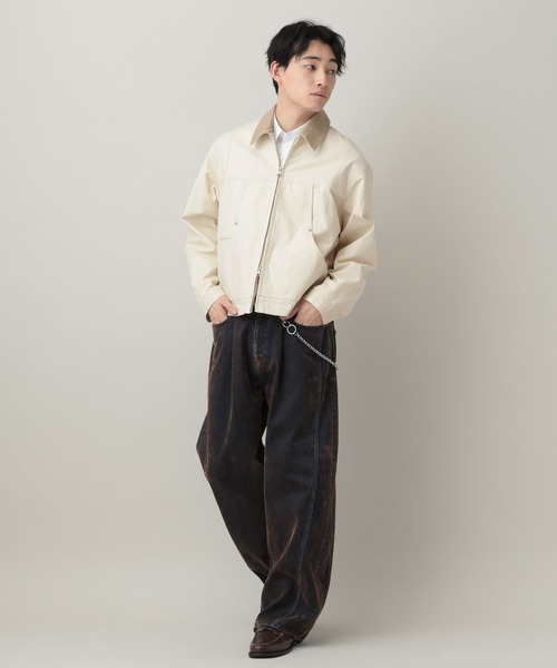 RAGEBLUE（レイジブルー）の「TC Duck Zip Short Worker Jaket/ジップショートワークジャケット【セットアップ対応】（ブルゾン・メンズ・ライトグリーン/ホワイト/ブラック・MEDIUM/LARGE）」の6枚目の写真