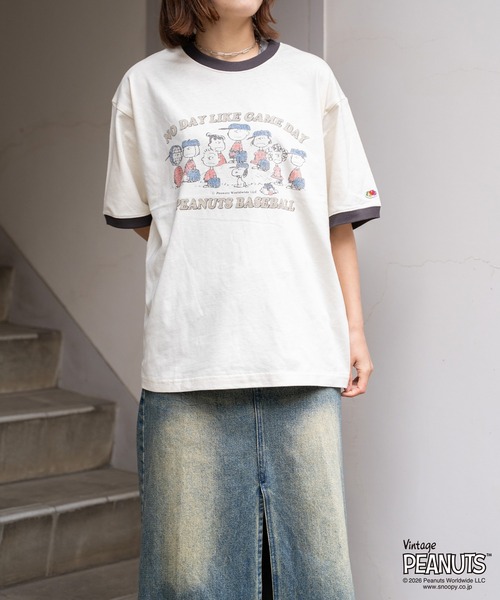 FRUIT OF THE LOOM(フルーツオブザルーム)の「FTL x PEANUTS 19/-スラブ天竺6 / ピーナッツコラボ 半袖Tシャツ / NO DAY LIKE GAME DAY(Tシャツ/カットソー・メンズ・アイボリー・S/M/L)」の5枚目の写真