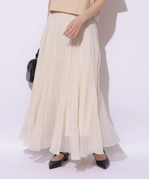 Mystrada（マイストラーダ）の「ワッシャースカート（スカート・レディース・オフホワイト/チャコールグレー/ミント・36/34/38）」の2枚目の写真