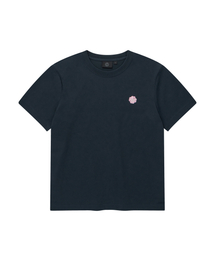 ウィメンズクールコットンスモールクローバーハートTシャツネイビー