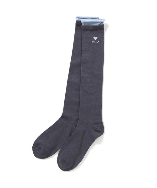 algy(アルジー)の「レイヤード風ハイソックス(ソックス/靴下・キッズ・グレー/ブラック・21/24)」の2枚目の写真
