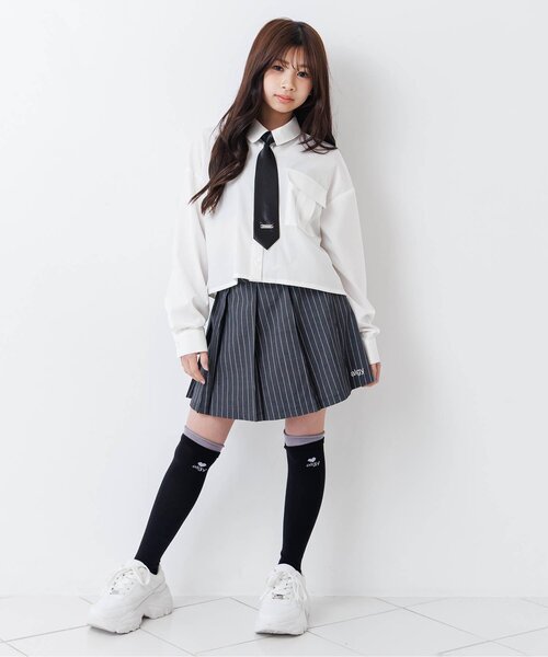 algy(アルジー)の「レイヤード風ハイソックス(ソックス/靴下・キッズ・グレー/ブラック・21/24)」の3枚目の写真