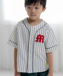 MAKE YOUR DAY | ストライプベースボールシャツ■80~140cm(シャツ/ブラウス)