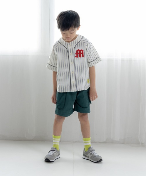 MAKE YOUR DAY(メイクユアデイ)の「ストライプベースボールシャツ■80~140cm(シャツ/ブラウス・キッズ・ブラック/アイボリー・90/120/80/100/110/130/140)」の8枚目の写真