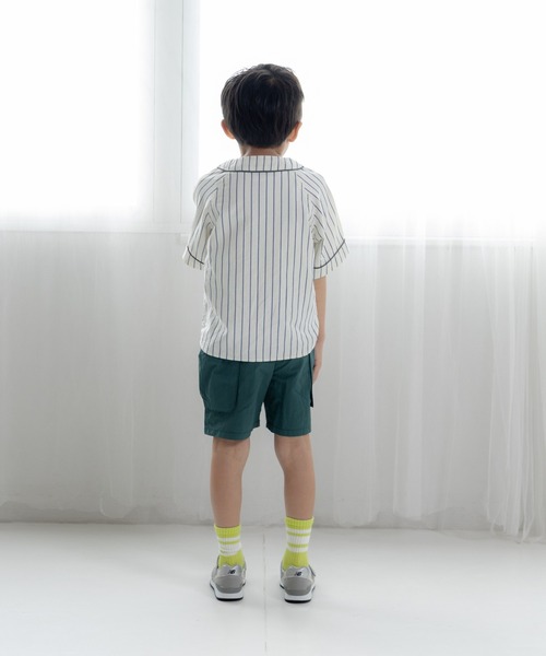 MAKE YOUR DAY(メイクユアデイ)の「ストライプベースボールシャツ■80~140cm(シャツ/ブラウス・キッズ・ブラック/アイボリー・90/120/80/100/110/130/140)」の10枚目の写真