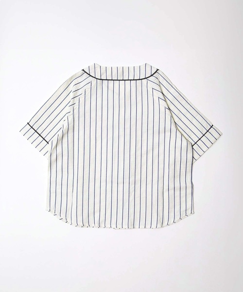 MAKE YOUR DAY(メイクユアデイ)の「ストライプベースボールシャツ■80~140cm(シャツ/ブラウス・キッズ・ブラック/アイボリー・90/120/80/100/110/130/140)」の5枚目の写真