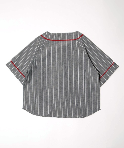 MAKE YOUR DAY(メイクユアデイ)の「ストライプベースボールシャツ■80~140cm(シャツ/ブラウス・キッズ・ブラック/アイボリー・90/120/80/100/110/130/140)」の3枚目の写真