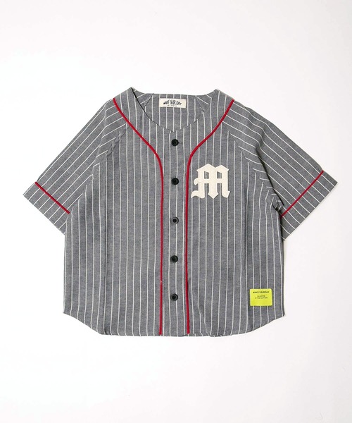 MAKE YOUR DAY(メイクユアデイ)の「ストライプベースボールシャツ■80~140cm(シャツ/ブラウス・キッズ・ブラック/アイボリー・90/120/80/100/110/130/140)」の16枚目の写真