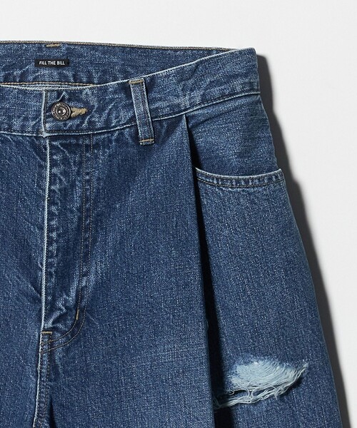 FILL THE BILL（フィルザビル）の「＜FILL THE BILL＞タック ワイド デニムパンツ（デニムパンツ・レディース・コバルトブルー/ライトグレー・26/27/28）」の4枚目の写真