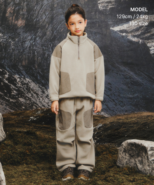MUSINSA STANDARD KIDS（ムシンサスタンダードキッズ）の「[シティレジャー] ポーラフリースハーフジッププルオーバー [グレイッシュベージュ]（その他トップス・レディース・その他・120/130/140/150/160/110）」の2枚目の写真