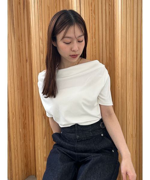 FRAY I.D（フレイアイディー）の「ドレープネックオフショルカットソー／ウォッシャブル（Tシャツ/カットソー・レディース・ライトブルー/その他/ホワイト/ピンク/ブラウン/チャコールグレー/ネイビー・1/0）」の22枚目の写真