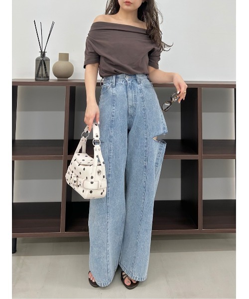 FRAY I.D(フレイアイディー)の「ドレープネックオフショルカットソー/ウォッシャブル(Tシャツ/カットソー・レディース・ライトブルー/その他/ホワイト/ピンク/ブラウン/チャコールグレー/ネイビー・1/0)」の19枚目の写真