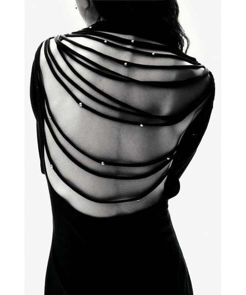 Desigual(デシグアル)の「【Desigual×MASHA POPOVA】レースアップギャザーデザイン ブラックスリムミニワンピース(ワンピース・レディース・ブラック・XL/L/M/S/XS)」の3枚目の写真