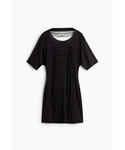 Desigual(デシグアル)の「【Desigual×MASHA POPOVA】レースアップギャザーデザイン ブラックスリムミニワンピース(ワンピース・レディース・ブラック・XL/L/M/S/XS)」の6枚目の写真