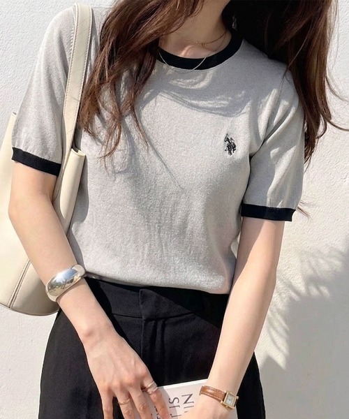 U.S. POLO ASSN.(ユーエスポロアッスン)の「GeeRA別注【U.S. POLO ASSN.】配色ニットプルオーバー(ニット/セーター・レディース・ホワイト×ブラック/グレー系その他/ブラック系その他・SMALL/MEDIUM/LARGE/X-LARGE)」の3枚目の写真