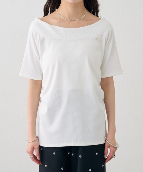 mystic(ミスティック)の「【4色展開】プレート付きワイドネックT(Tシャツ/カットソー・レディース・オフホワイト/ブラック/ピンク/ブラウン・FREE)」の17枚目の写真