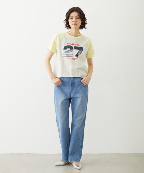 MILKFED.（ミルクフェド）の「27 SLICE LOGO COMPACT B/B TEE（Tシャツ/カットソー・レディース・オートミール/チャコール/ホワイト・S/M）」の6枚目の写真