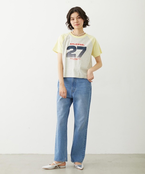 MILKFED.（ミルクフェド）の「27 SLICE LOGO COMPACT B/B TEE（Tシャツ/カットソー・レディース・オートミール/チャコール/ホワイト・S/M）」の7枚目の写真
