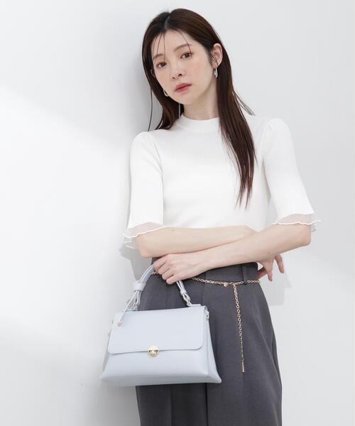 PROPORTION BODY DRESSING(プロポーションボディドレッシング)の「部分シアー半袖ニット / 1216170403(ニット/セーター・レディース・ホワイト系その他/ピンク/イエロー/ネイビー/ブルー・SMALL/MEDIUM)」の2枚目の写真
