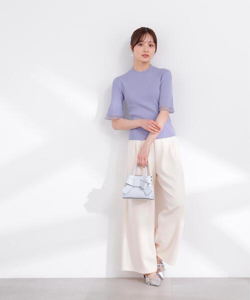 PROPORTION BODY DRESSING(プロポーションボディドレッシング)の「部分シアー半袖ニット / 1216170403(ニット/セーター・レディース・ホワイト系その他/ピンク/イエロー/ネイビー/ブルー・SMALL/MEDIUM)」の6枚目の写真