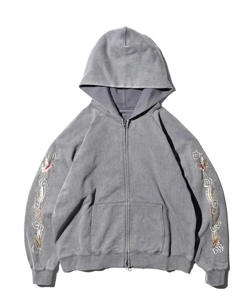 THRIFTY LOOK(スリフティールック)の「Thrifty look EMBROIDERY ZIP-UP PARKA(パーカー・メンズ・ブラック/グレー・L/M)」の1枚目の写真