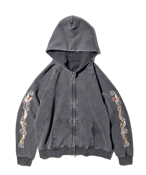 THRIFTY LOOK(スリフティールック)の「Thrifty look EMBROIDERY ZIP-UP PARKA(パーカー・メンズ・ブラック/グレー・L/M)」の2枚目の写真