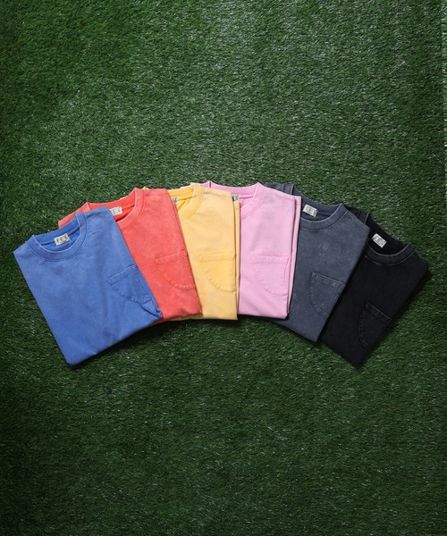 The Endless Summer(エンドレスサマー)の「TES CHEMICAL WASH FIN POCKET T-SHIRT / ビッグシルエットTシャツ(Tシャツ/カットソー・メンズ・ブラック/チャコール/ネイビー/イエロー/オレンジ/ピンク・X-LARGE/LARGE/MEDIUM/SMALL)」の7枚目の写真