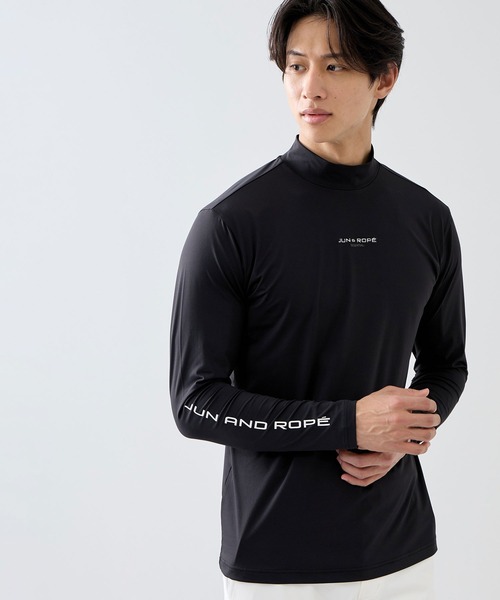 JUN&ROPE'(ジュンアンドロペ)の「【ESSENTIAL】長袖モックネックシャツ/UV・吸水速乾(Tシャツ/カットソー・メンズ・ブラック/ホワイト・L/XL/M)」の3枚目の写真