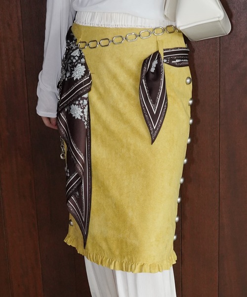 chuclla(チュクラ)の「スタッズナローフリルスカート chw26s160(スカート・レディース・イエロー/ブルー・M/S)」の11枚目の写真
