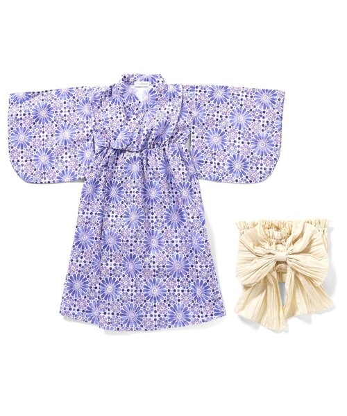 Ampersand（アンパサンド）の「【リンク】1人で着られる　簡単かぶり浴衣（浴衣・キッズ・ネイビー/ラベンダー/キナリ/イエロー・130/120/110/100/90/80/140）」の3枚目の写真