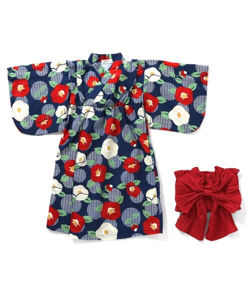 Ampersand（アンパサンド）の「【リンク】1人で着られる　簡単かぶり浴衣（浴衣・キッズ・ネイビー/ラベンダー/キナリ/イエロー・130/120/110/100/90/80/140）」の2枚目の写真