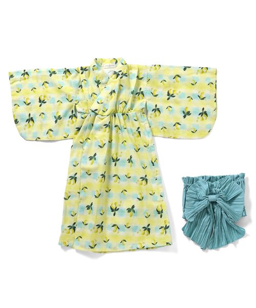 Ampersand（アンパサンド）の「【リンク】1人で着られる　簡単かぶり浴衣（浴衣・キッズ・ネイビー/ラベンダー/キナリ/イエロー・130/120/110/100/90/80/140）」の4枚目の写真