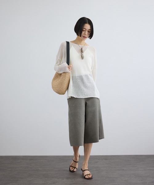 SALON adam et rope'(サロン アダム エ ロペ)の「【W S(ドゥーブル)】レザーハンドルラフィアバッグ(ショルダーバッグ・レディース・ベージュ・FREE)」の6枚目の写真