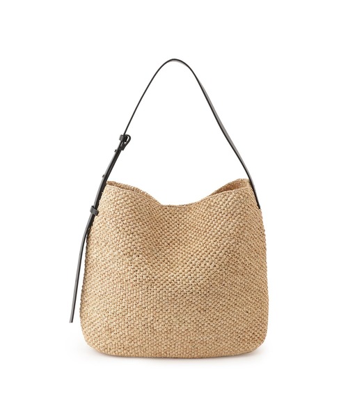SALON adam et rope'(サロン アダム エ ロペ)の「【W S(ドゥーブル)】レザーハンドルラフィアバッグ(ショルダーバッグ・レディース・ベージュ・FREE)」の2枚目の写真