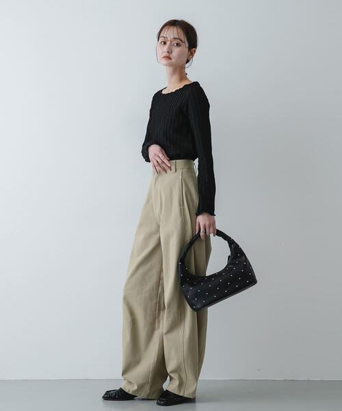 SENSE OF PLACE by URBAN RESEARCH(センスオブプレイスバイアーバンリサーチ)の「ジャガードクロップドトップ(Tシャツ/カットソー・レディース・ベージュ/アイボリー/ブラック・ONE)」の7枚目の写真