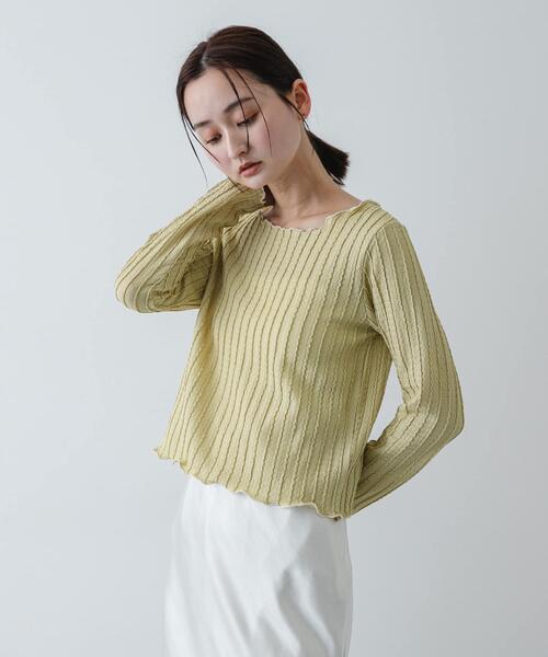 SENSE OF PLACE by URBAN RESEARCH(センスオブプレイスバイアーバンリサーチ)の「ジャガードクロップドトップ(Tシャツ/カットソー・レディース・ベージュ/アイボリー/ブラック・ONE)」の15枚目の写真