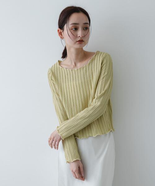 SENSE OF PLACE by URBAN RESEARCH(センスオブプレイスバイアーバンリサーチ)の「ジャガードクロップドトップ(Tシャツ/カットソー・レディース・ベージュ/アイボリー/ブラック・ONE)」の16枚目の写真