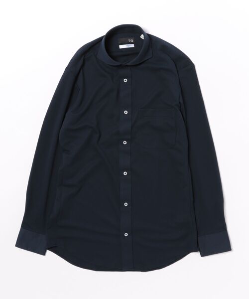 TAKA-Q(タカキュー)の「ワイシャツ メンズ ストレッチ 接触冷感 速乾 ノンアイロン アイスカプセル スナップダウン 長袖 ビジネス ドレス NEWスタンダードフィット(ビジネスシャツ・メンズ・ネイビー・首回り41cm-裄丈86cm/首回り43cm-裄丈82cm/首回り43cm-裄丈86cm/首回り39cm-裄丈80cm/首回り39cm-裄丈84cm/首回り41cm-裄丈82cm/首回り37cm-裄丈80cm/首回り45cm-裄丈86cm)」の2枚目の写真