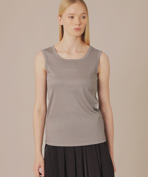 MACKINTOSH LONDON(マッキントッシュ ロンドン)の「シャインリブタンクトップ(Tシャツ/カットソー・レディース・オフホワイト/グレー系その他/ブラック・38)」の1枚目の写真