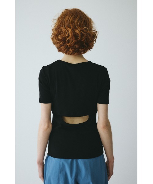 HeRIN.CYE（ヘリンドットサイ）の「Back open cut tops　　バックオープンカットトップス（Tシャツ/カットソー・レディース・ライトピンク/ブラック/オフホワイト・FREE）」の2枚目の写真