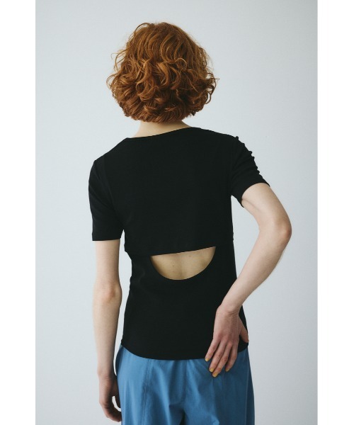 HeRIN.CYE（ヘリンドットサイ）の「Back open cut tops　　バックオープンカットトップス（Tシャツ/カットソー・レディース・ライトピンク/ブラック/オフホワイト・FREE）」の7枚目の写真