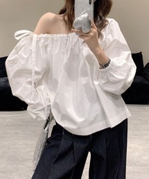 YUGA_YGMC Korean style off-the-shoulder blouse