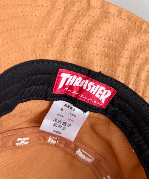 THRASHER(スラッシャー)の「THRASHER ロゴワッペン キッズ バケットハット(総柄デザイン)(ハット・キッズ・キャメル/ネイビー/ブラック・54cm)」の6枚目の写真