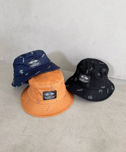 THRASHER(スラッシャー)の「THRASHER ロゴワッペン キッズ バケットハット(総柄デザイン)(ハット・キッズ・キャメル/ネイビー/ブラック・54cm)」の11枚目の写真