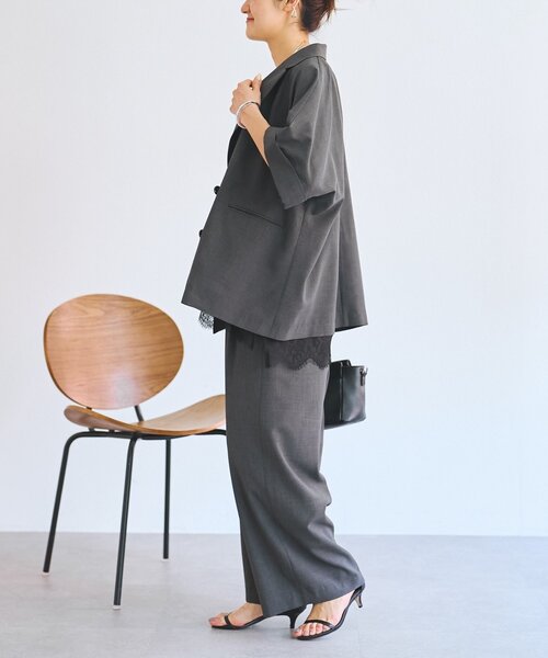 LIVETART（リヴェタート）の「エステルシャンブレージャケット《LIVETART》（テーラードジャケット・レディース・ベージュ/グレー・FREE）」の6枚目の写真