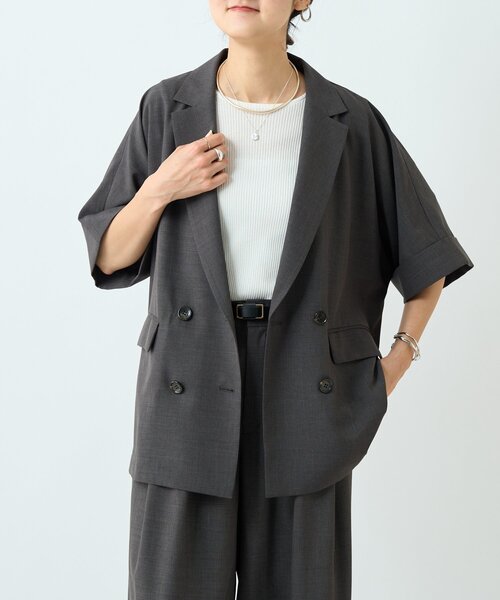 LIVETART（リヴェタート）の「エステルシャンブレージャケット《LIVETART》（テーラードジャケット・レディース・ベージュ/グレー・FREE）」の8枚目の写真