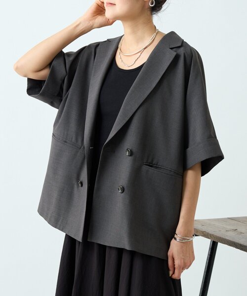 LIVETART（リヴェタート）の「エステルシャンブレージャケット《LIVETART》（テーラードジャケット・レディース・ベージュ/グレー・FREE）」の18枚目の写真