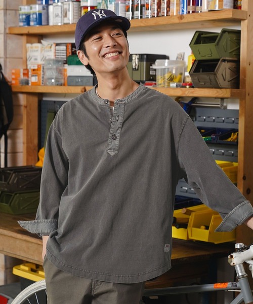 BAYFLOW(ベイフロー)の「ヘンリーネック7分袖Tシャツ(Tシャツ/カットソー・メンズ・カーキ/チャコール/オフホワイト・MEDIUM/LARGE)」の17枚目の写真