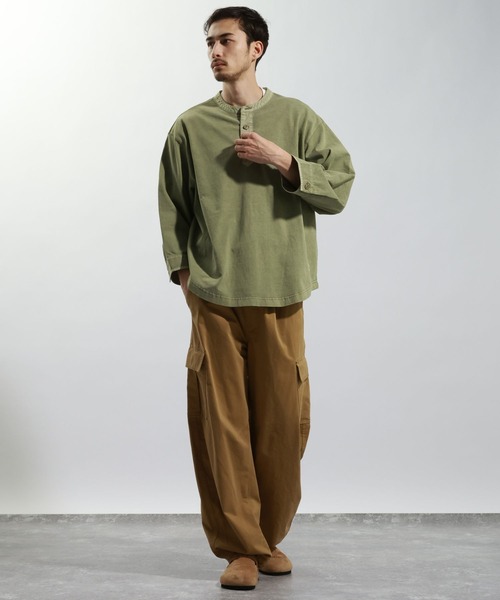 BAYFLOW(ベイフロー)の「ヘンリーネック7分袖Tシャツ(Tシャツ/カットソー・メンズ・カーキ/チャコール/オフホワイト・MEDIUM/LARGE)」の22枚目の写真